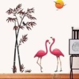 Decals Design “Flamingos-Bamboo-Sunset” Wall Sticker
