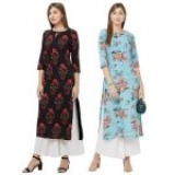 Multicolor Printed Straight Kurta (Pack of 2)