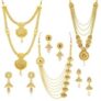 Gold Plated Kundan Multi-String Set of 3 Necklace