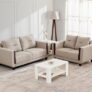 Home Centre 5 Seater Berry Fabric Sofa (Beige) | 2-Year Warranty