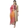 INDO ERA Pure Cotton Solid Straight Kurta Palazzo With Dupatta Set