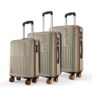 Safari Astra Neo 8 Wheels Set of 3 Trolley Bags – Hard Case Polycarbonate 360° Spinner Luggage (Champagne)